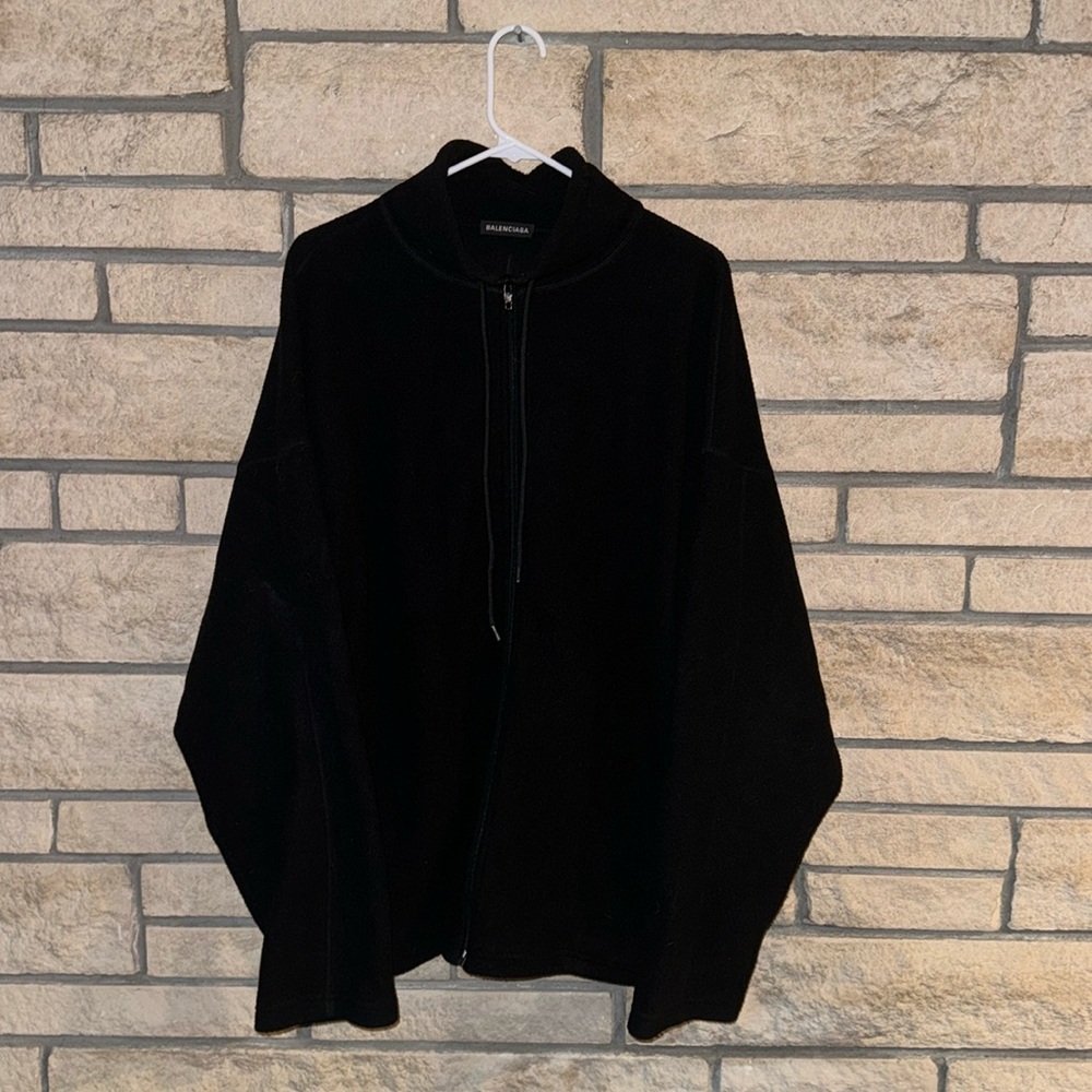 Authentic Balenciaga - Oversized Embroidered Fleece Jacket - Black
